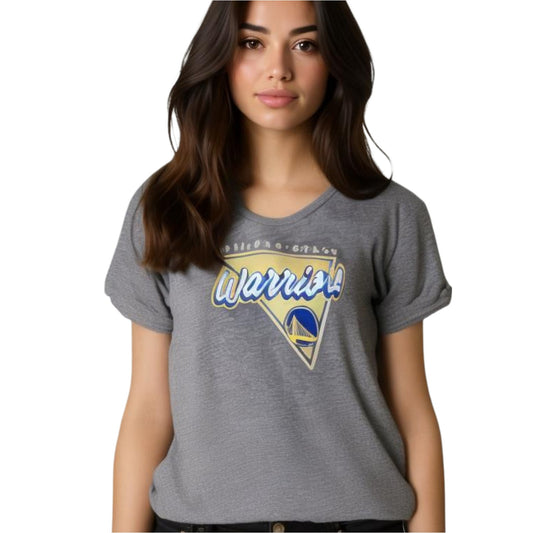 New Women's Golden State Warriors T Shirt Heather Grey Drop Tail Back Large