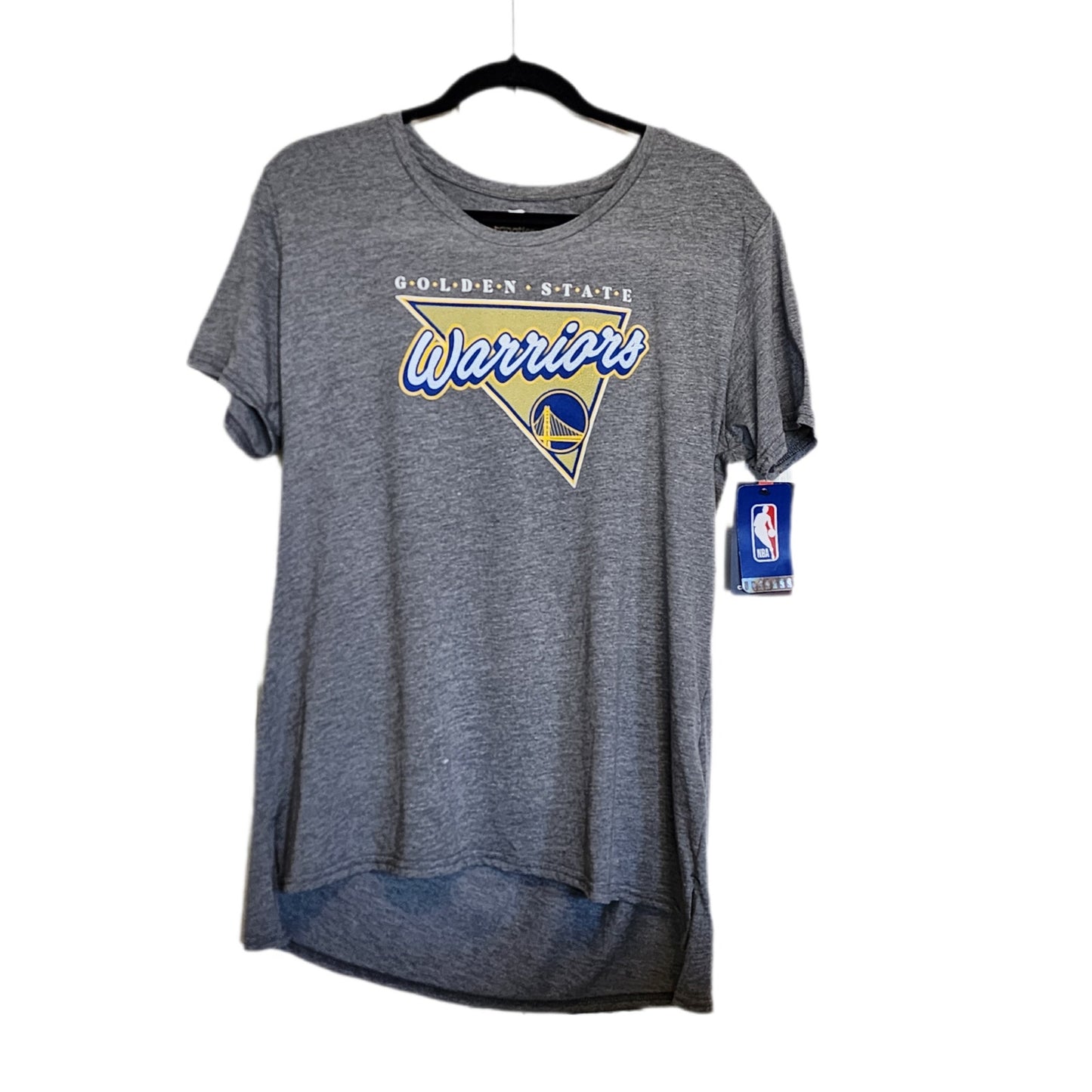 New Women's Golden State Warriors T Shirt Heather Grey Drop Tail Back Large