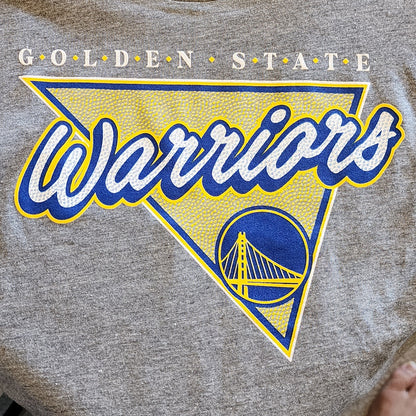 New Women's Golden State Warriors T Shirt Heather Grey Drop Tail Back Large